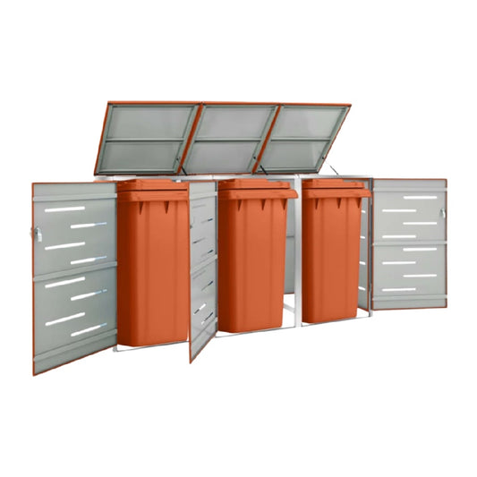 Outdoor Trash Bin Storage Unit for Yard Use in Metal - 120 x 40 x 110